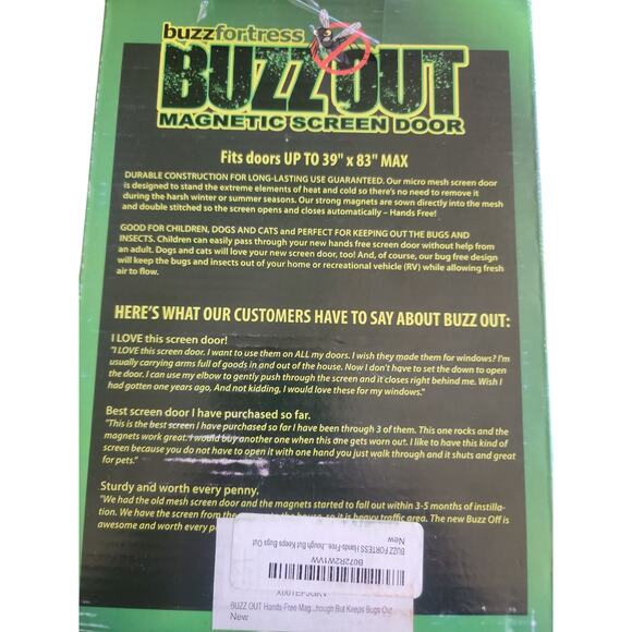 BuzzOut Deluxe Hands Free Magnetic Screen Door 83" x 39" Black - Picture 3 of 3